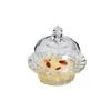 Cuenco de golondrinas estilo chino Mesoma, cuenco plateado para las orejas, de cristal con tapa, transparente, para postres, frutas, helados, cuenco pequeño para sopa