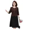Dropshipping 2025 Primavera y Otoño Nuevo Estilo Parche de Mamá Falso Dos Piezas Vestido de Moda Adelgazante Elegante Casual