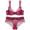 Conjunto de lencería sexy ultra delgado estilo francés, sujetador de encaje transpirable, minimiza los bustos grandes, previene la flacidez, sujetador de talla grande