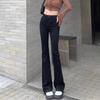 Jeans Negros Grises de Micro-herradura para Mujer Tendencia Combinan con Todo Nuevos de Cintura Alta Aspecto Delgado Hombrecito Pantalones de Piso de Micro-herradura