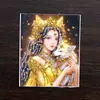 Pintura Thangka Dorada de Color al por Mayor Núcleo Zorro de Nueve Colas Hada Zorro Zakiram Vida Pasada y Vida Presente Thangka con Dorado Espolvoreado Tarjeta de Lienzo Núcleo