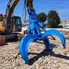 Garra de aço hidráulica para escavadeira, garra tipo lótus rotativa 360 graus montada em guindaste, garra de aço com múltiplas lâminas em estoque
