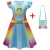 Nuevo Disfraz de Cosplay con Estampado Digital de Super Gato para Niñas Vestido con Mangas Voladoras + Bolsa + Antifaz