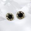 Pendientes de botón de otoño e invierno con aguja de plata 925, pendientes vintage para mujer, estilo Hong Kong, pendientes cortos de viajero diario, nicho simple 660