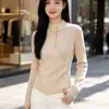 Suéter de punto ajustado con cuello alto irregular para mujer, nuevo estilo otoño/invierno, diseño adelgazante