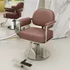 Cadeira de cabeleireiro de luxo leve, cadeira para corte de cabelo, cadeira de cabeleireiro para celebridades da internet, aço inoxidável, elevatória, rotativa, cadeira moderna para salão de beleza, permanente e coloração