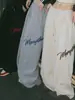 Pantalones Deportivos de Caída de Moda Estilo Urbano para Hombres y Mujeres, Primavera y Otoño Estampado de Letras Rectos Holgados Versátiles Casuales Largos