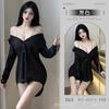Pijama de mujer con lencería sexy de noche de amor, camisa abierta, uniforme de puro deseo, tentación, talla grande, bata de batalla de pasión caliente 8202