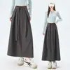 Ropa para Mujer: Falda Estilo Traje para Mujer, Primavera 2026, Cintura Alta, Con Lazo, Fluida, Corte Recto, Ceñida a la Cadera, Abertura Trasera, Línea A, Falda de Longitud Media