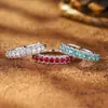 Corindón Rojo Verde Para Destello Explosivo Hielo Triturado Cortado Circonita Pequeña Fresca Diaria Versátil Sensación de Alta Gama Anillos Apilables Anillo Abierto Mujer