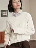 [Mesmo Estilo do Lp] Suéter de Caxemira para Mulheres, Gola Redonda, Caimento Solto, Quente, Emagrecedor, Tricô Trançado, Tricô Puyuan, Roupas Femininas Lp