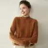 Nuevo Suéter de Cachemir Grueso de Punto Trenzado de Color Sólido con Cuello Semi-Alto para Mujer, Otoño/Invierno 2026, Holgado y Suave Capa Interior