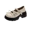 Nuevos Zapatos Mary Jane Blancos de Tacón Bajo Estilo Francés con Lazo y Suela Gruesa para Mujer 2026, para Aumentar la Altura en Verano