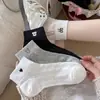Calcetines Cortos para Mujer, Estilo Verano Delgado, Algodón Puro, Malla Hueca, Anti-Olor, Bordado Lindo, Sin Costuras, Calcetines de Algodón Antideslizantes para Verano