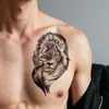 Adesivos de tatuagem coloridos com coroa de cabeça de leão para homens, à prova d'água e duradouros, estilosos e legais, com um toque europeu e americano