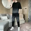 Camiseta de manga corta de verano 2023 para hombre, estilo coreano, elegante y a la moda, conjunto de ropa a juego, traje deportivo juvenil