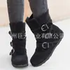 Botas de Algodón Juyuan 2026 Deseo de Invierno Estilo Europeo y Americano Planas Talla Grande Botines Cortos para Mujer Botas de Cuero Gruesas para Mujer
