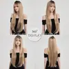 Pelucas Europeas y Americanas Transfronterizas Degradado Dorado Claro Cabello Largo Liso Estilo Casual Fibra de Alta Temperatura Mate Estilo Femenino Peinables Cabeza Completa