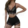 Pijama de comércio exterior europeu e americano pijama de seda de duas peças Charme Sling Shorts de cetim sexy roupas para casa