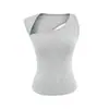 Camisola negra de hombros descubiertos para mujer, prenda exterior de verano, estilo americano, corte ajustado, diseño asimétrico, sin mangas, top sin espalda
