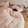 Conjunto de Roupa de Cama Quatro Peças de Algodão Escovado Espesso Estilo Fresco de Desenho Animado Outono e Inverno Grau Materno e Infantil com Lençóis e Capa de Edredom para Aquecimento