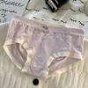 Calcinha Feminina 3D Pêssego Quadril Cintura Média Alta Elástica Confortável Amigável à Pele Simples Laço Cor Creme Bolsa Quadril
