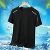 Camiseta Masculina de Verão Fresca em Malha de Gelo Fina de Secagem Rápida Respirável Manga Curta Masculina Gola Redonda Estilo Coreano Camiseta Masculina Leve e Simples