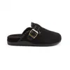 Em estoque: Novas pantufas estilo Birkenstock 2026, quentes, com fecho de fivela, solado grosso, forradas de lã, bico fechado, para usar ao ar livre, sapatos femininos outono/inverno