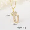 Accesorios de Collar con Letra de Zirconia Incrustada de Cobre Nuevo Transfronterizo Hip-Hop Doble Capa Corona Colgante de 26 Letras Inglesas