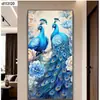 Pintura Decorativa Moderna de Lujo Ligero de Pavo Real Rica y Auspiciosa para Recibidor Directamente Frente a la Puerta Pintura de Pared Sencilla y Grandiosa de Fénix para Pasillo