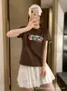 Exclusivos camisetas de algodón acanalado para mujer, segunda tanda, con mangas dobladas, tops de manga corta ajustados de la fábrica original, suministro físico de Thirteen Lines, verano