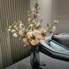 Flor de camelia artificial Flor de begonia de rama larga Flor artificial Arreglo floral para salón de bodas Decoración de sala de estar en casa Decoración de jarrón