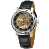 Reloj de pulsera mecánico manual retro hueco con números romanos europeos y americanos, 15 colores, ganador