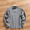 Tecnologia Catiônica~Absorvente de Umidade e Respirável Corte 3D Outono/Inverno Novo Hoodie Masculino para Uso Externo com Gola Alta e Meio Zíper Camiseta de Manga Longa