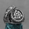 Anel de Aço Titânio Runa Viking Triângulo Corvo Estilo Retrô Europeu e Americano Moda Anel de Aço Inoxidável Joias Atacado
