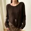 Suéter de Punto Cableado con Lentejuelas Cuello Redondo para Mujer 2026 Otoño Invierno Nuevo Estilo Estilo Perezoso Color Sólido Suave Manga Larga Top de Punto