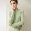 Suéter Suave y Amigable con la Piel Bai Cai Rong 100% Cachemira Pura para Mujer, Cuello Semi Alto, Color Sólido, Tejido Cálido, Versátil Capa Base Holgada