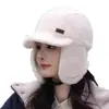 Pode usar capacete chapéu Lei Feng feminino estilo coreano com veludo extra espesso quente para inverno ciclismo à prova de vento à prova de frio chapéu versátil com proteção para as orelhas
