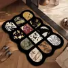 Tapete Decorativo Irregular de Lama Diatomácea Estilo Medieval, Tapete de Chão Absorvente de Água Antiderrapante para Banheiro, Tapete de Secagem Rápida para Entrada de Banheiro