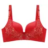 Conjunto de Lencería Roja para Mujer, Novia de Boda, Año del Buey del Zodiaco, Sujetador Push-Up Grueso sin Cable, Tallas Grandes, Estilo Delgado