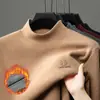 Sudadera Nueva de Invierno con Forro Grueso de Felpa, Cuello Semi-Alto, Versátil, Casual, Cálida, Capa Base para Hombre