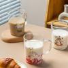 Taza de Leche con Escala de Dibujos Animados Vidrio de Borosilicato Alto Resistente a Altas Temperaturas Taza de Agua para el Hogar de Alto Valor Taza de Agua Calentable en Horno de Microondas