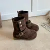 Botas Martin de Cuero Mate Retro para Niños 2026 Otoño/Invierno Nuevas Botas Individuales Niña Maillard Botas Cortas Vaqueras Occidentales Coreanas