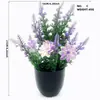 Planta en Maceta de Simulación con Maceta Estilo Nórdico Decoración de Escritorio Sala de Estar Flor Artificial Adornos Creativos Flor de Lavanda Morada Bonsái