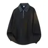 Sudadera de Media Cremallera con Cuello de Solapa para Hombre, Temporada de Primavera y Otoño, Corte Holgado, Falso Dos Piezas, Suéter Casual Juvenil de Manga Larga