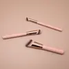 Brocha de Base Nueva Rosa Transfronteriza con Cabeza Inclinada Brocha Inclinada Brocha para Corrector de Punta de Dedo Pelo Suave Ligera y Sin Marcas Brocha para Base