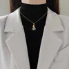 [Aço Titânio] Olhando para Xinghe Moda Luxo Leve Elegante Deslumbrante Colar de Diamante Corrente de Clavícula Versátil para Todas as Ocasiões Corrente de Aço Titânio