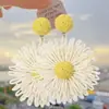 Ilha das Férias~Brincos de Flor Tecidos à Mão Estilo Férias para Mulheres, Brincos Grandes Únicos e Exagerados com uma Vibração de Beira-Mar