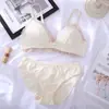 Conjunto de Sutiã Respirável Fino Sexy Costas Sem Aro, Sutiã Push-Up para Seios Pequenos, Conjunto de Sutiã Pequeno de Renda Jacquard