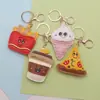 Llavero de cuero de moda de hamburguesa y papas fritas, accesorio de bolso de alta gama, llavero lindo y versátil, regalo pequeño